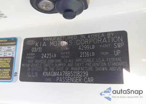 2011 Kia Optima Lx from USA, damaged, VIN KNAGM4A78B5118239